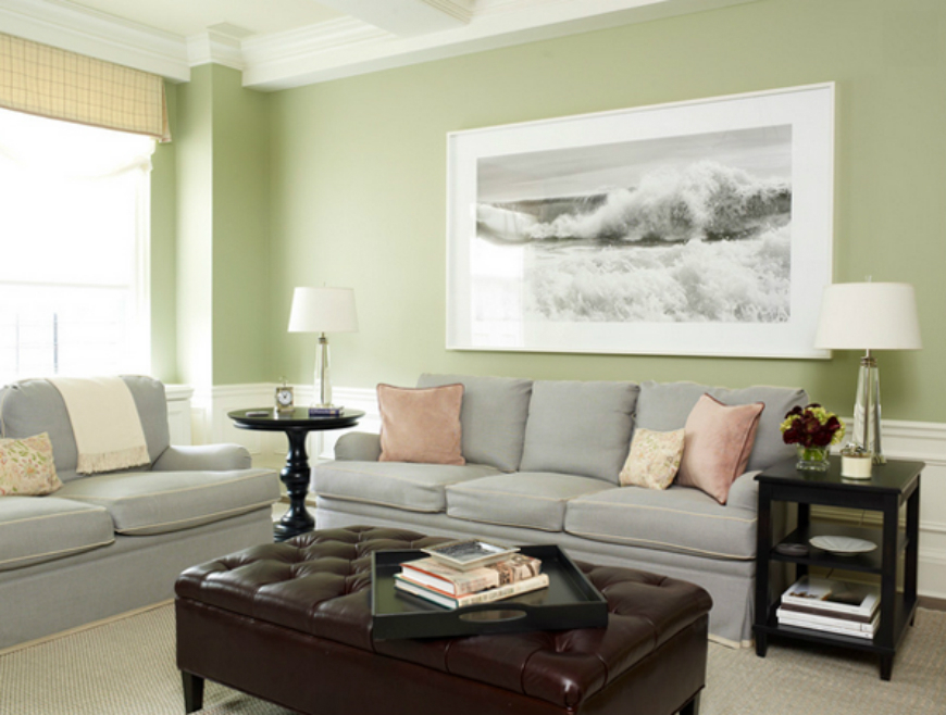 8 Attractive Green Living Rooms With Gorgeous Coffee and Side Tables