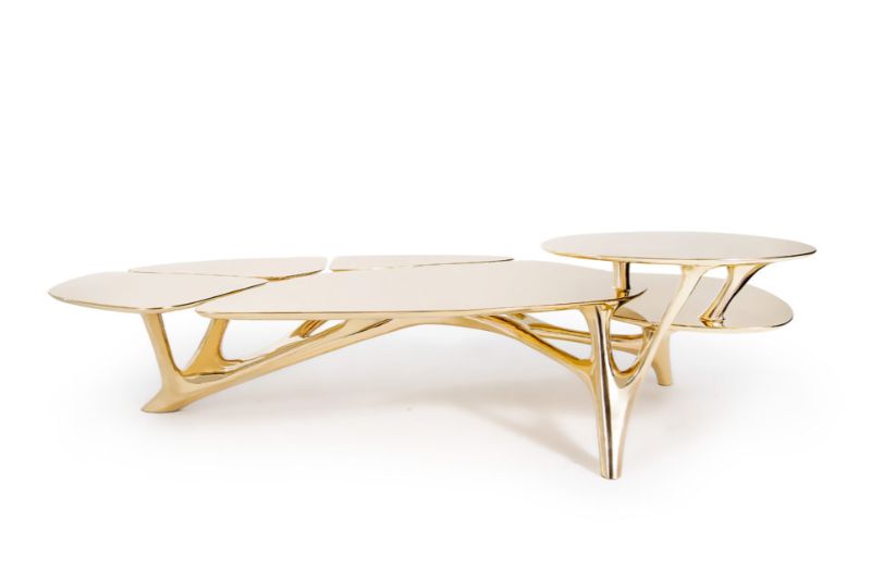 Gold Coffee and Side Tables by The Contemporary Artist Zhipeng Tan